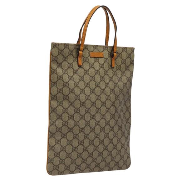 GUCCI GG Supreme Hand Bag Pvc Beige Silver - Picture 1 of 16